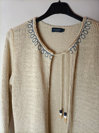 PATCHWORK. Jersey abierto bordado T.l