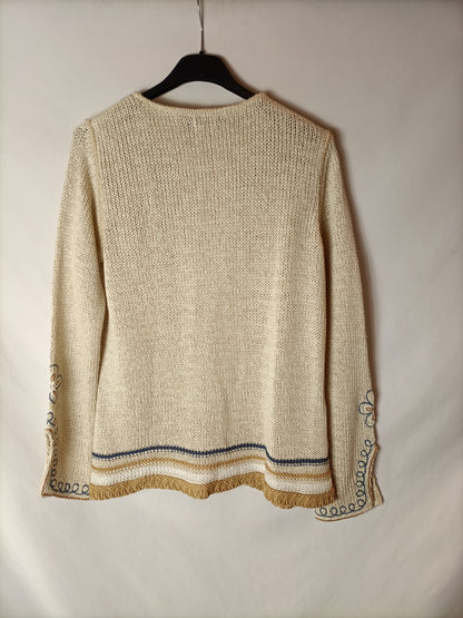 PATCHWORK. Jersey abierto bordado T.l