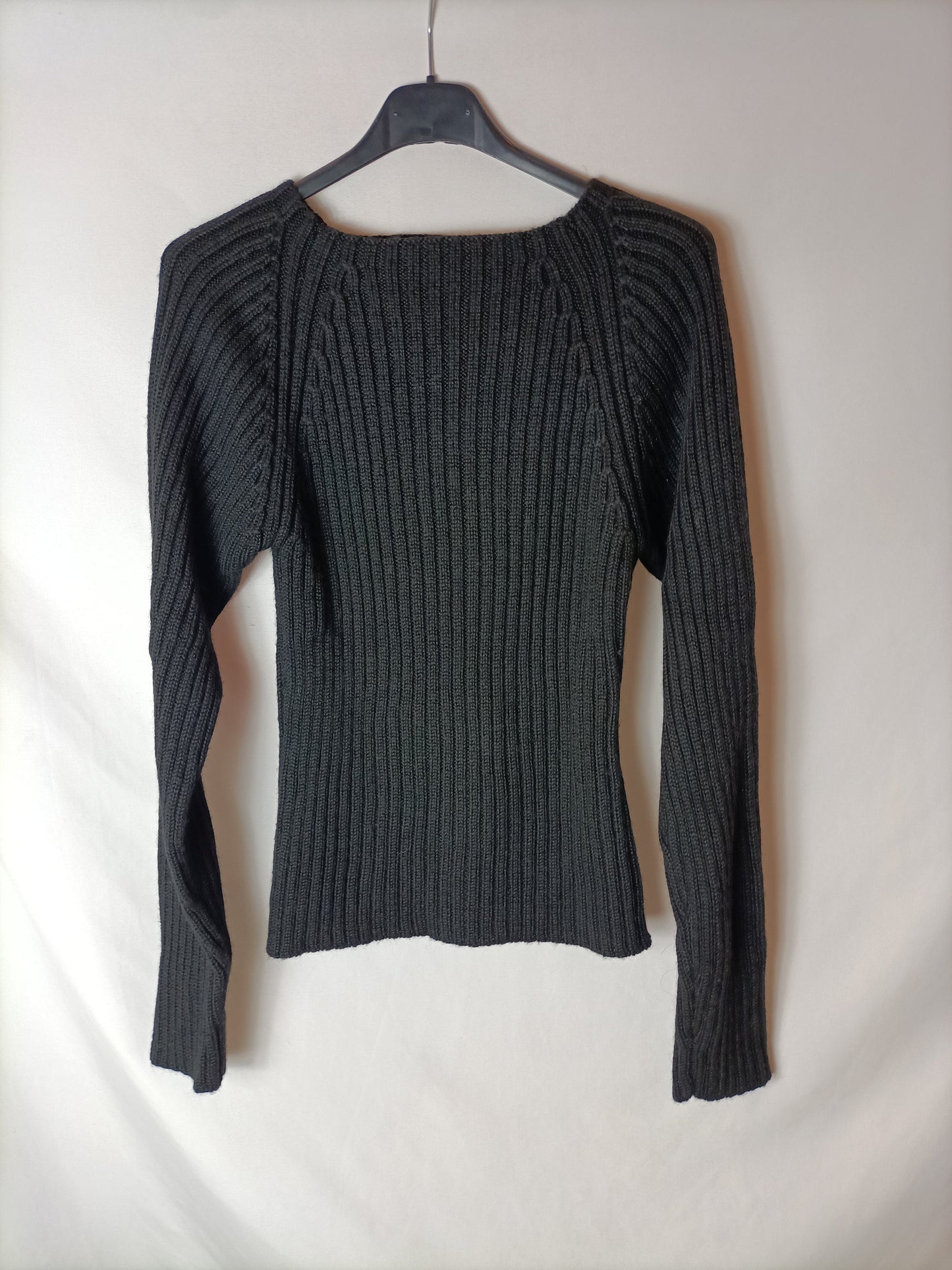 OTRAS.Jersey negro canalé T.m