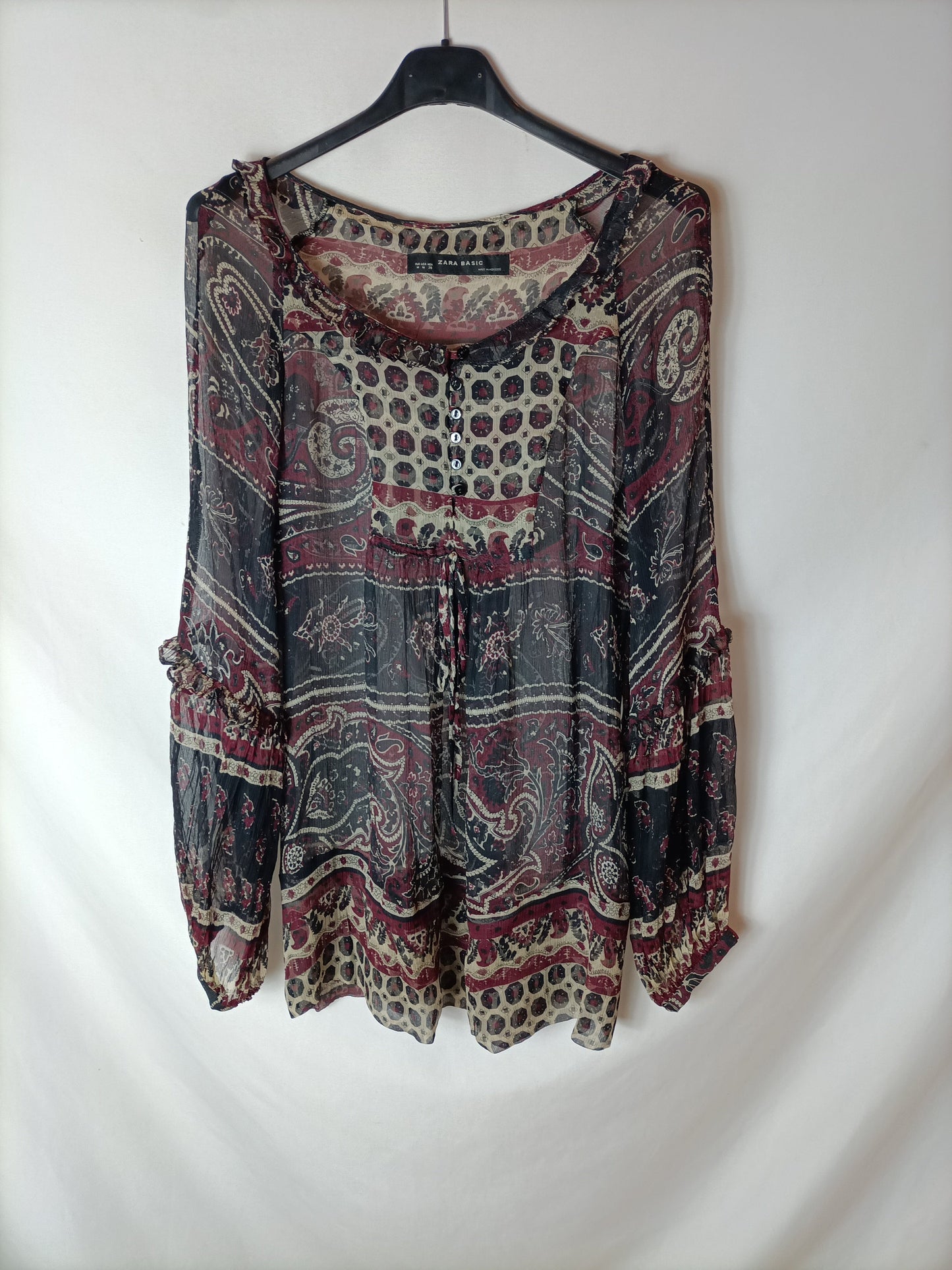 ZARA. Semi-sheer printed blouse. TM