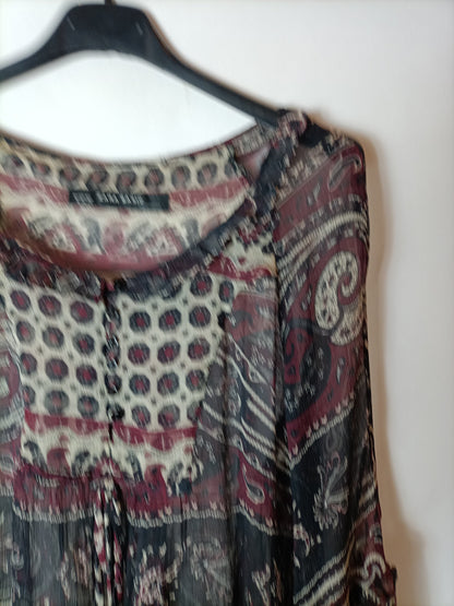 ZARA. Semi-sheer printed blouse. TM