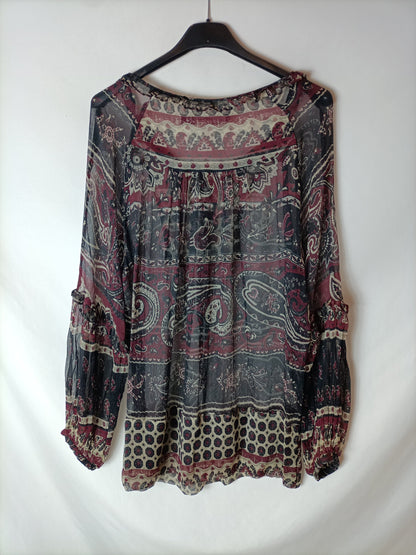 ZARA. Semi-sheer printed blouse. TM