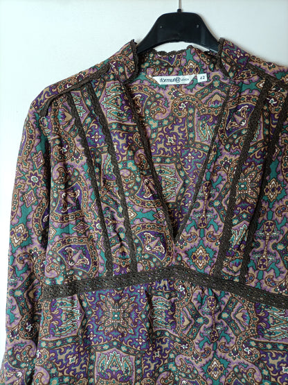 FORMULA YOUNG. Printed caftan-style blouse. Size 42