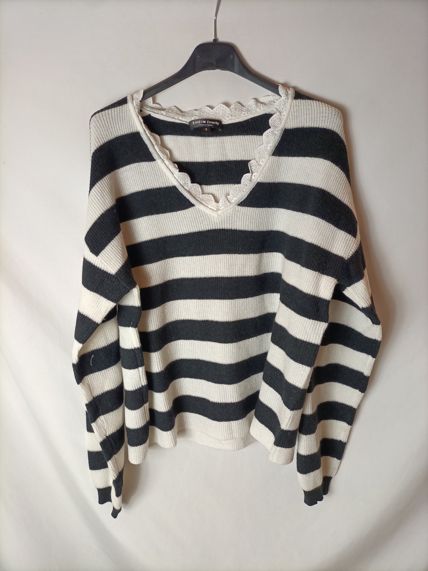 SHEIN. Black and white striped sweater. TS