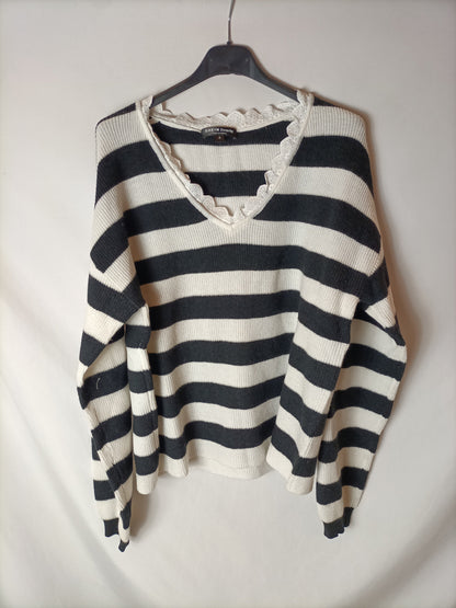 SHEIN. Black and white striped sweater. TS