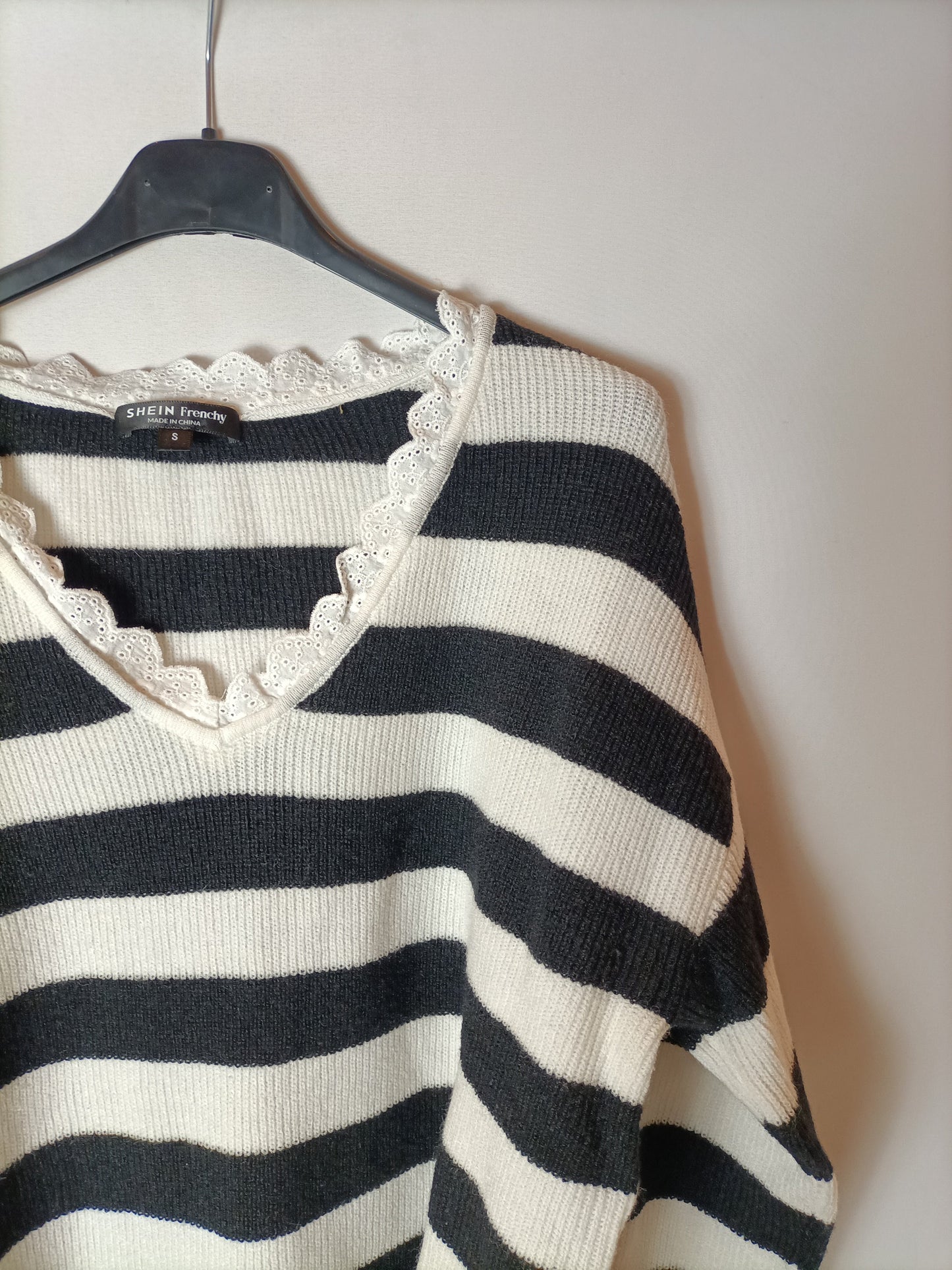 SHEIN. Black and white striped sweater. TS
