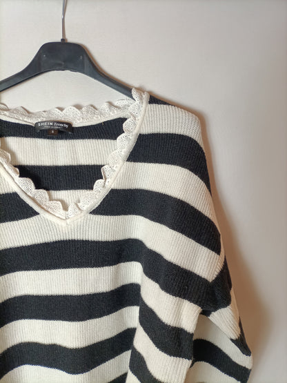 SHEIN. Black and white striped sweater. TS