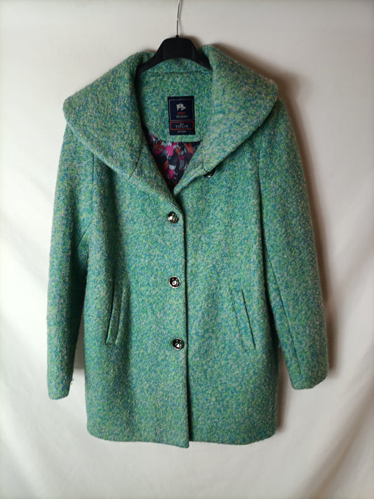 OLD TAYLOR. Abrigo jaspeado azul y verde T.42