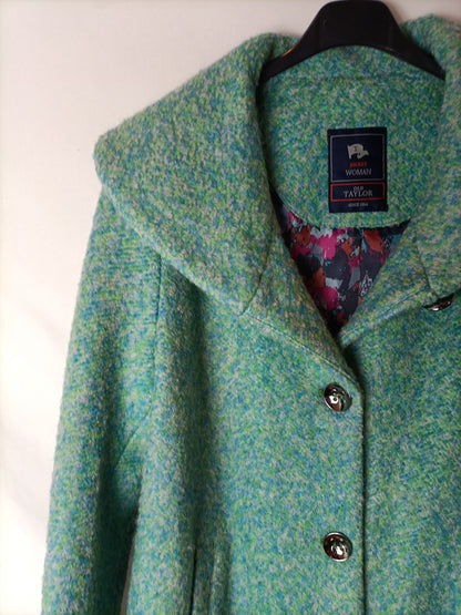 OLD TAYLOR. Abrigo jaspeado azul y verde T.42