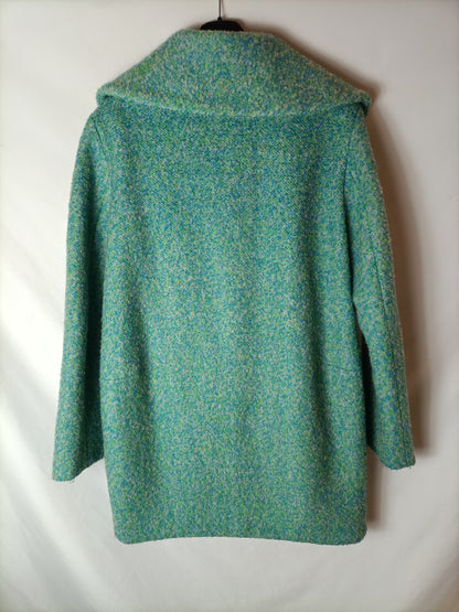 OLD TAYLOR. Abrigo jaspeado azul y verde T.42