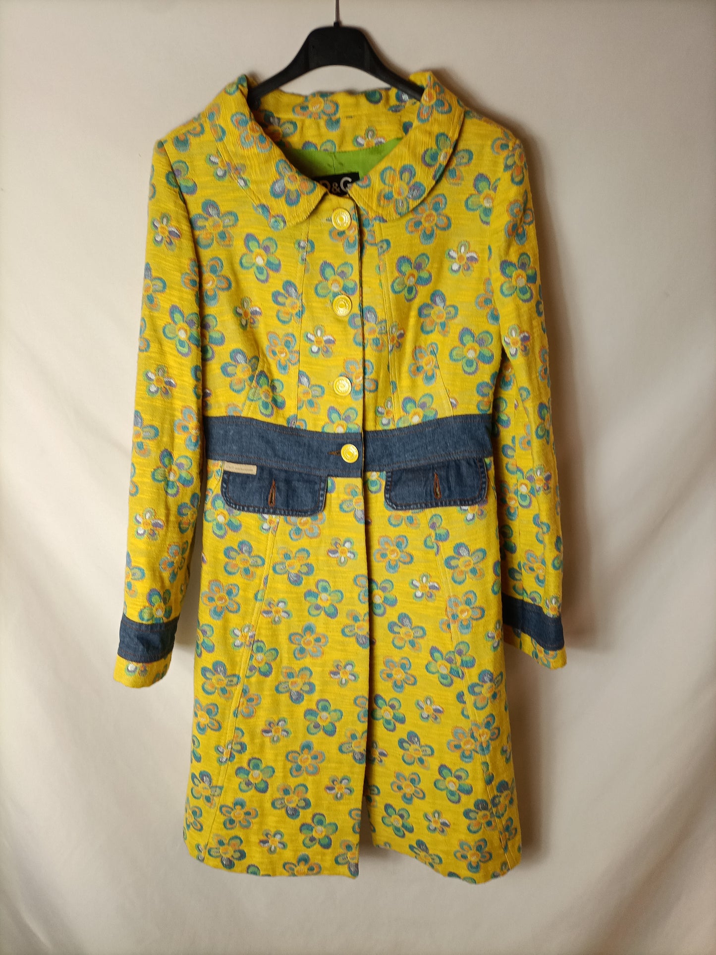 DOLCE&amp;GABANA. Yellow floral coat S.xs/s