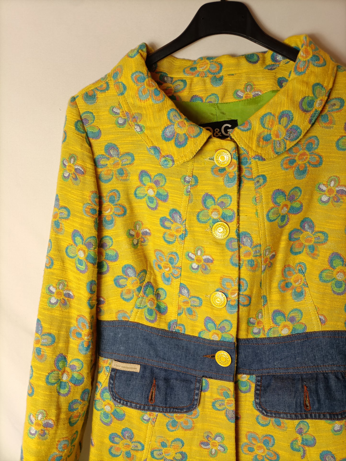 DOLCE&amp;GABANA. Yellow floral coat S.xs/s