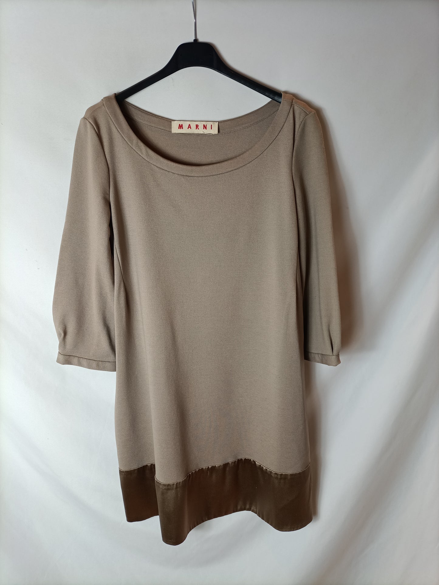MARNI. Elastic beige dress T.38