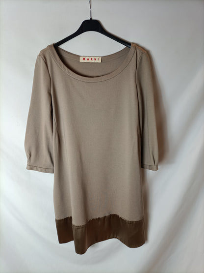 MARNI. Elastic beige dress T.38
