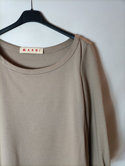 MARNI. Elastic beige dress T.38