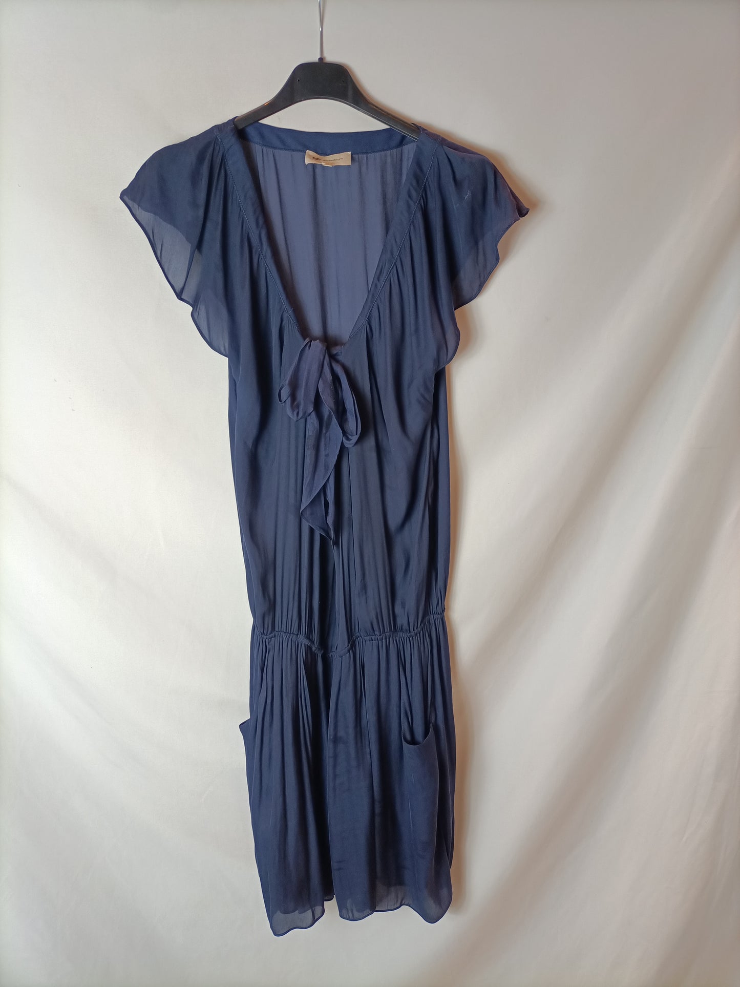 VANESSA BRUNO. Blue silk dress T.36