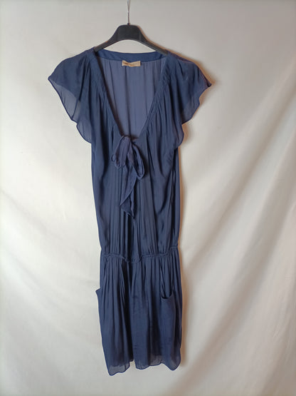 VANESSA BRUNO. Blue silk dress T.36