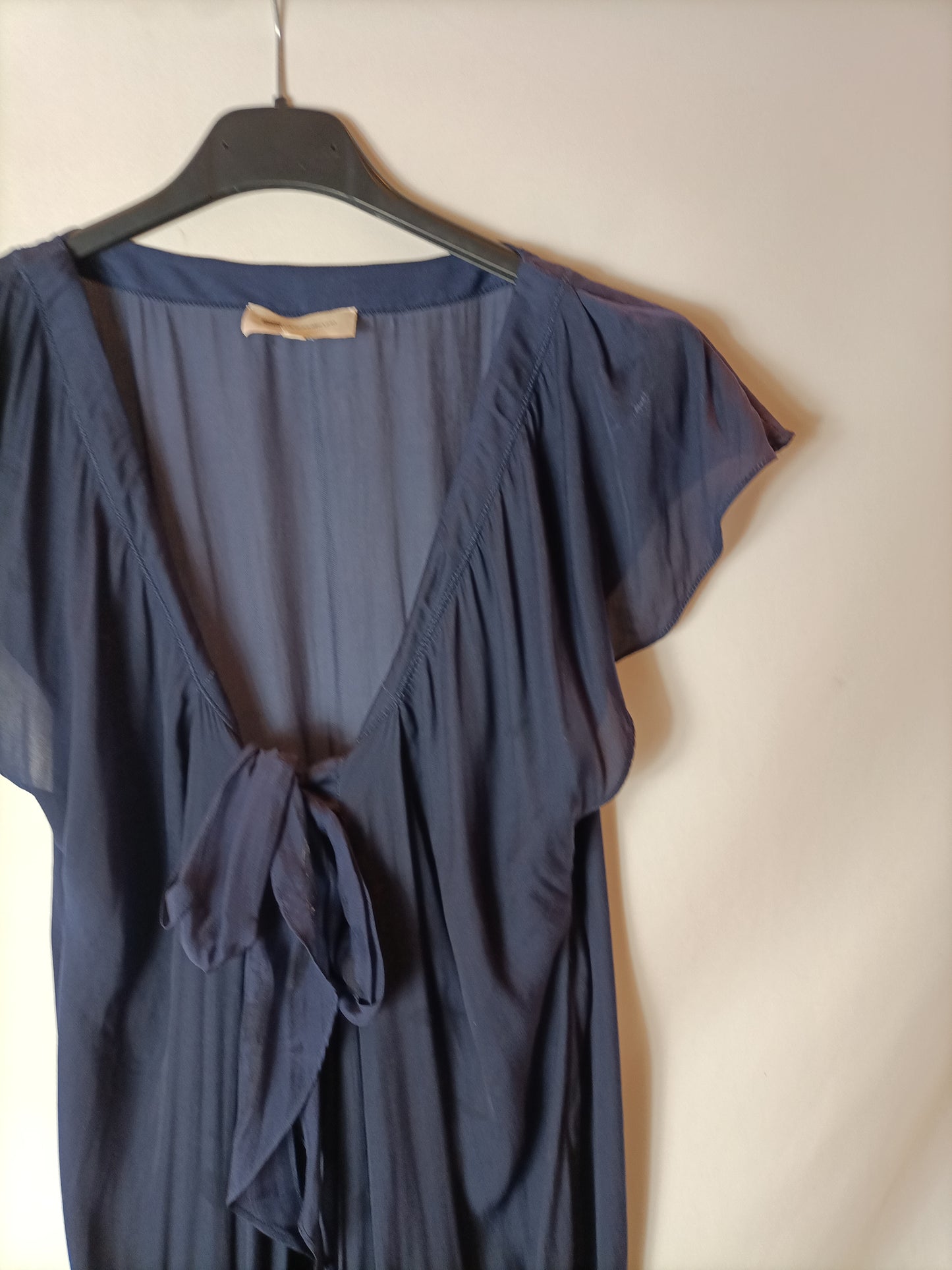 VANESSA BRUNO. Blue silk dress T.36