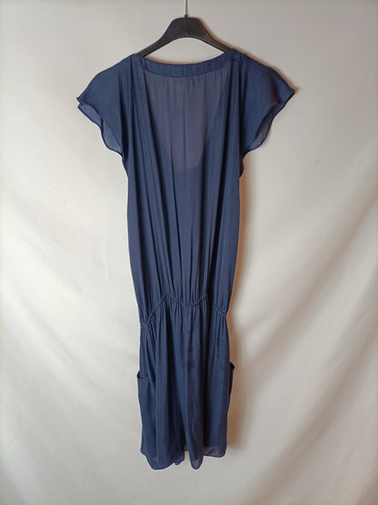 VANESSA BRUNO. Blue silk dress T.36