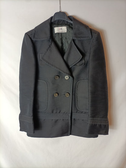 CAROLINA HERRERA. Abrigo cruzado azul oscuro T.m (s/m)