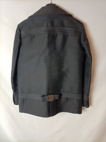 CAROLINA HERRERA. Abrigo cruzado azul oscuro T.m (s/m)