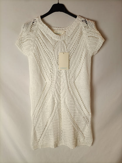 ZARA. Top blanco croché T.m