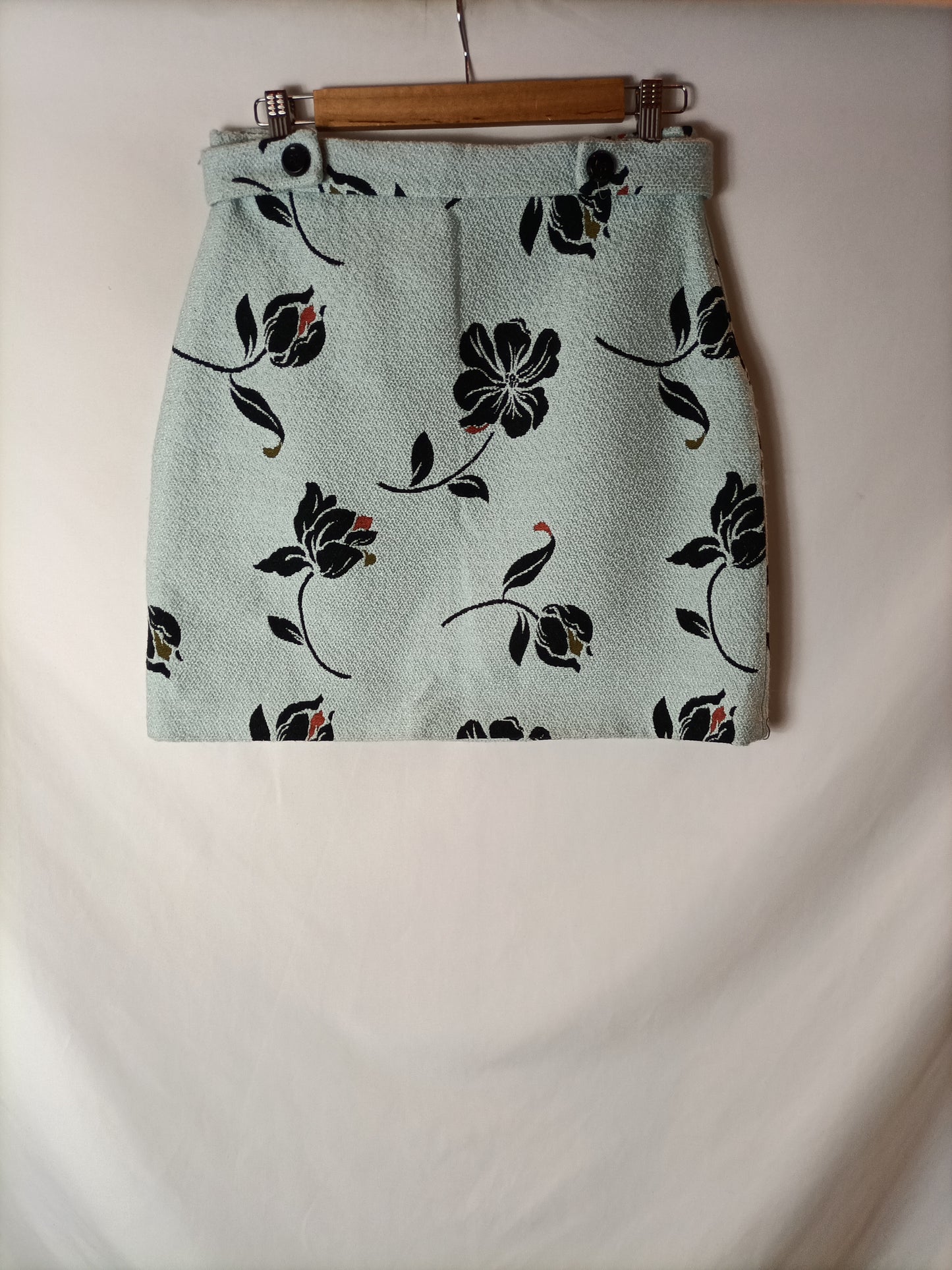 ZARA. Falda azul textura T.m