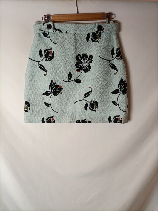 ZARA. Falda azul textura T.m