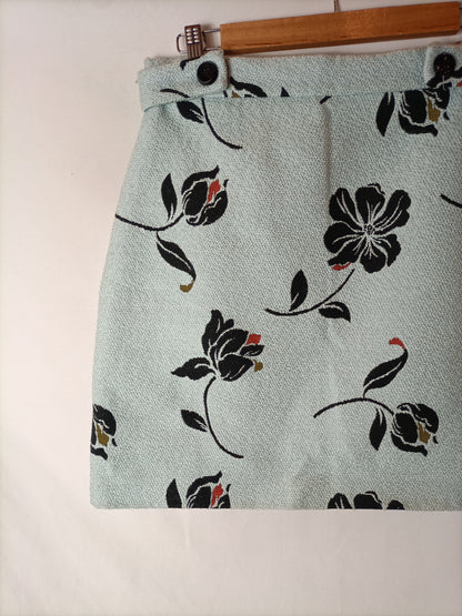 ZARA. Falda azul textura T.m