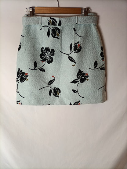 ZARA. Falda azul textura T.m