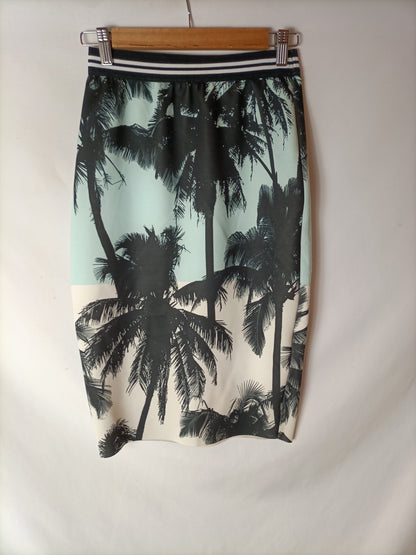 ZARA. Falda entallada palmeras T.m
