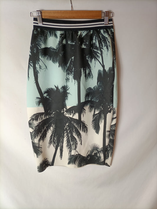 ZARA. Falda entallada palmeras T.m
