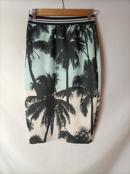 ZARA. Falda entallada palmeras T.m