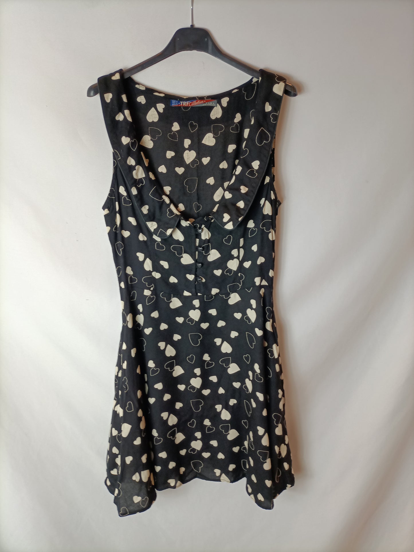 ZARA. Vestido negro corazones T.m