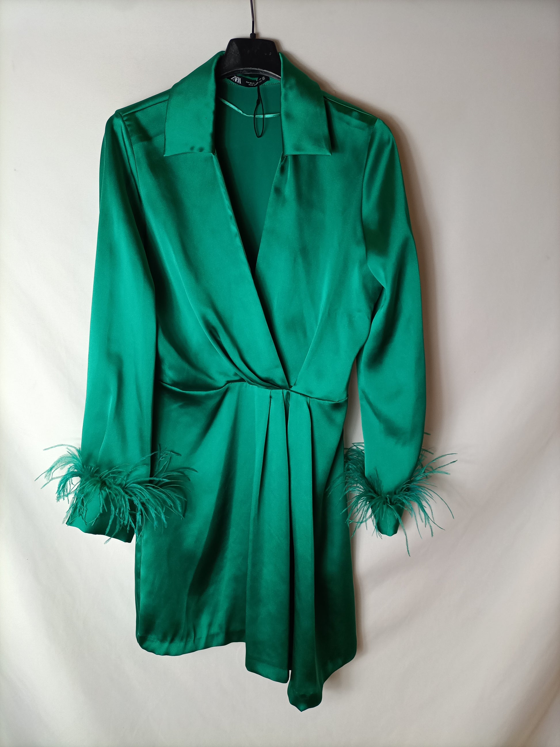 Vestido Lencero Satinado Verde Zara Vestido Zara Satinado Verde