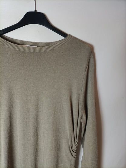 ZARA. Beige dress with Ts slits