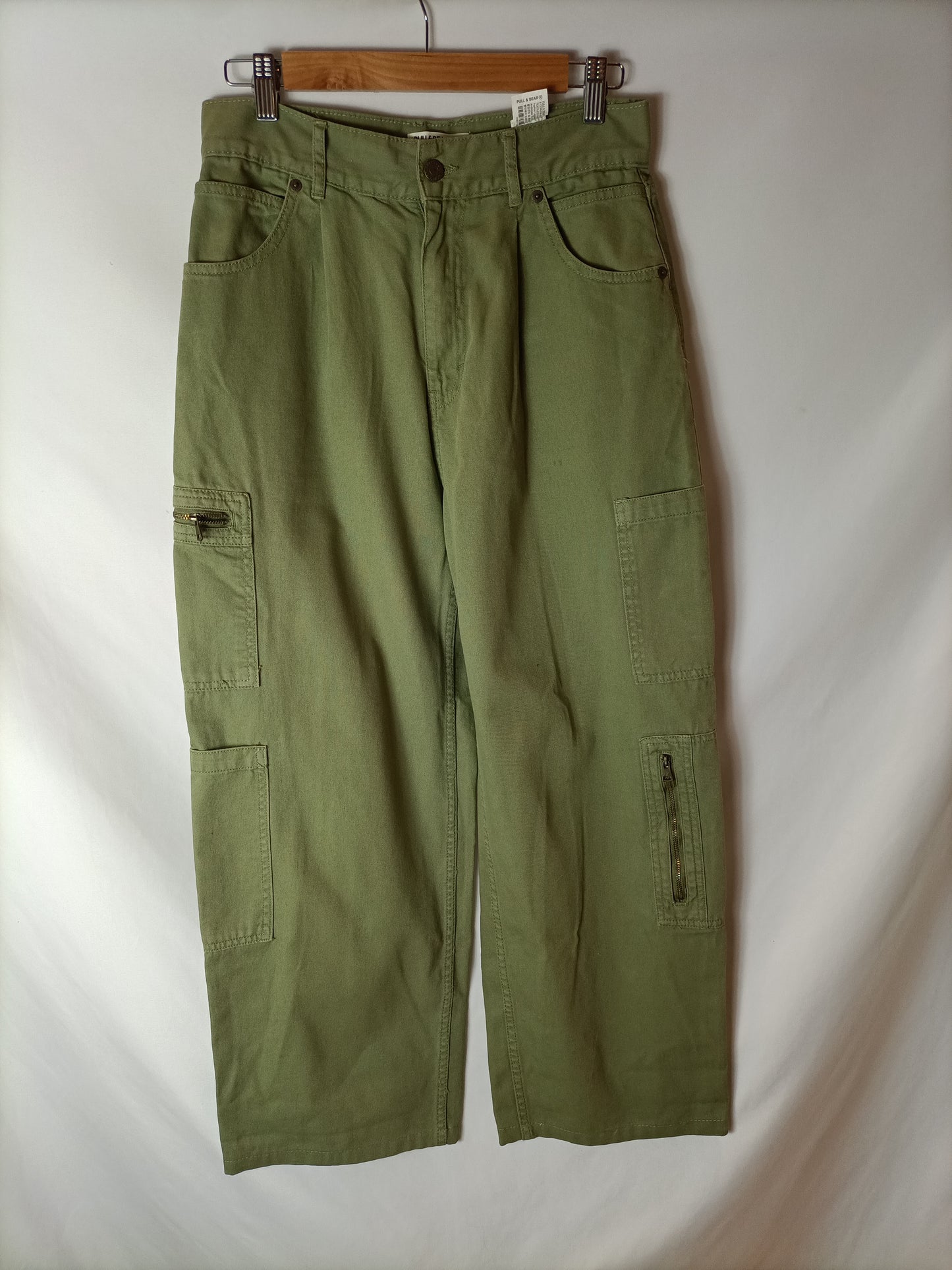 PULL&amp;BEAR. Green wide-leg trousers, size 36