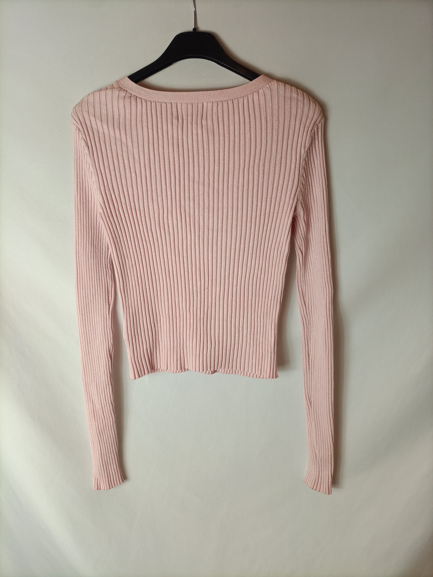 H&M. Top rosa canalé T.s