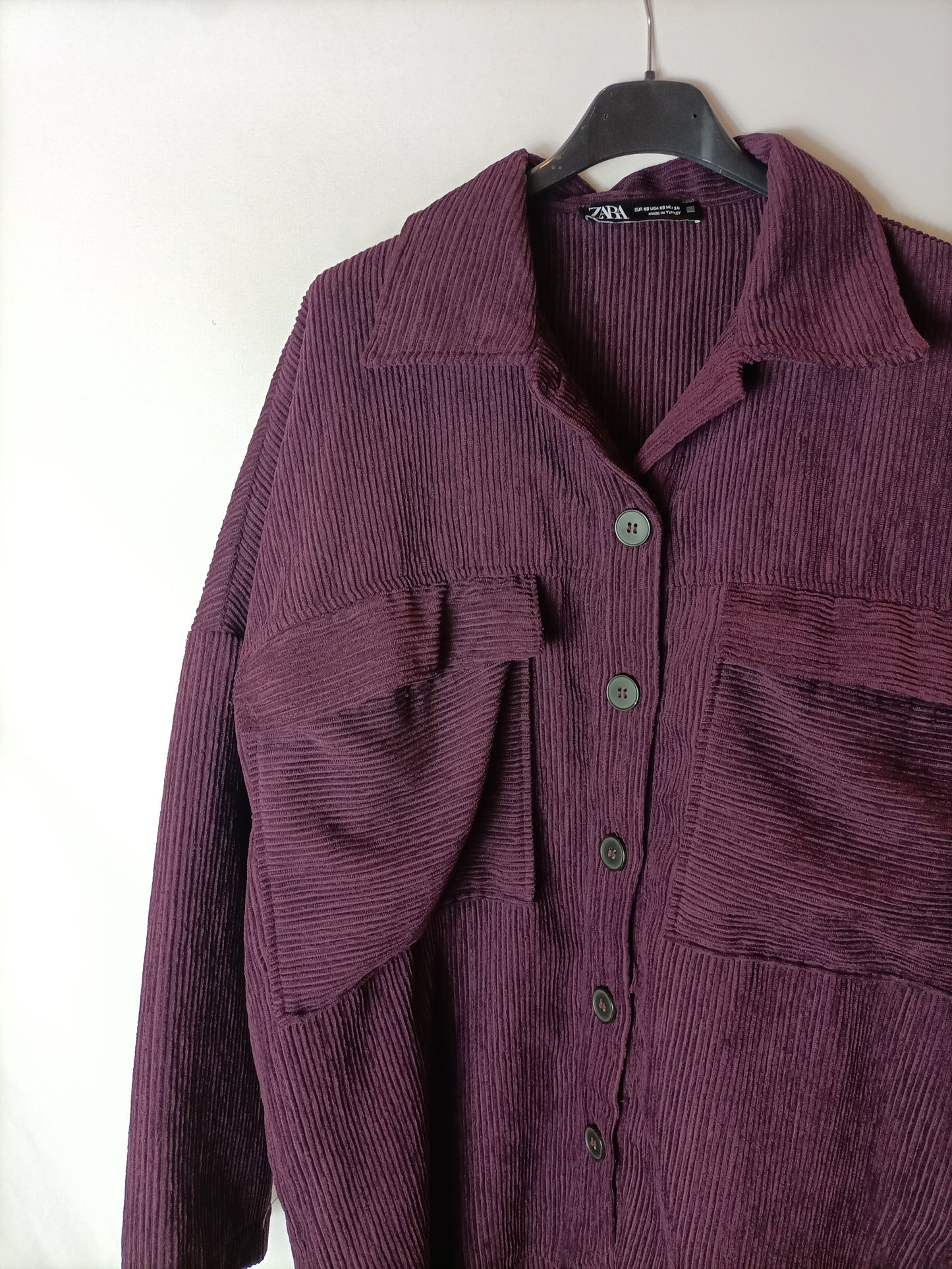 ZARA. Sobrecamisa pana color berenjena. T XS ( M)