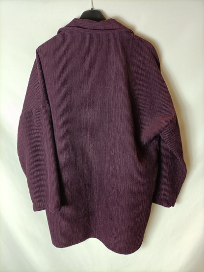ZARA. Sobrecamisa pana color berenjena. T XS ( M)