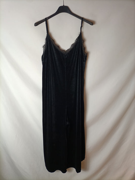 OTRAS. Mono culotte terciopelo negro. TU (m/l)