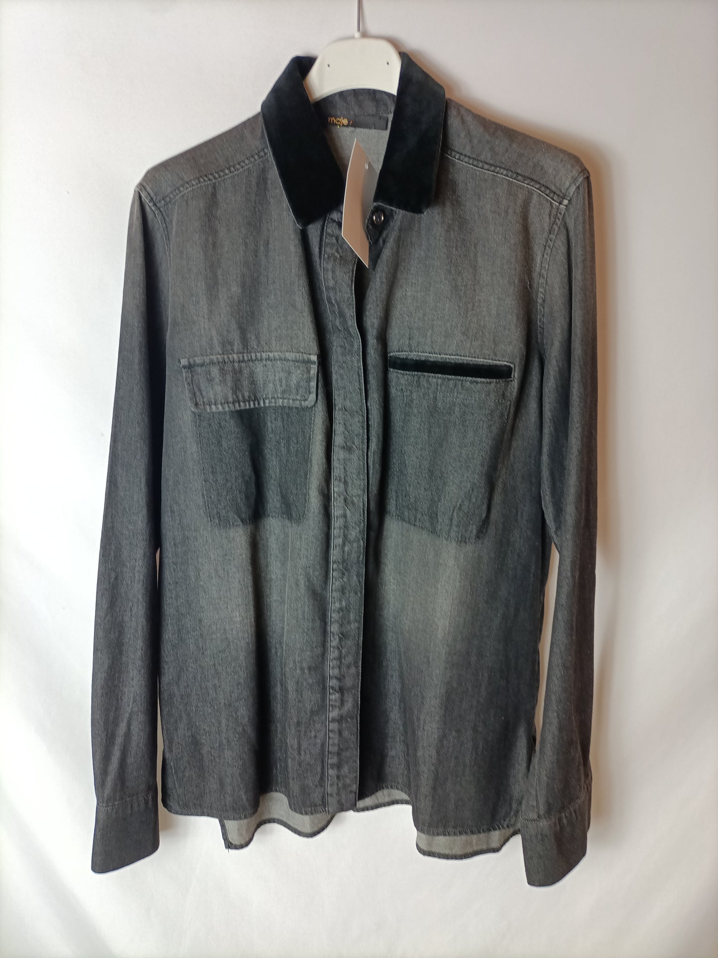 MAJE. Grey denim Ts shirt