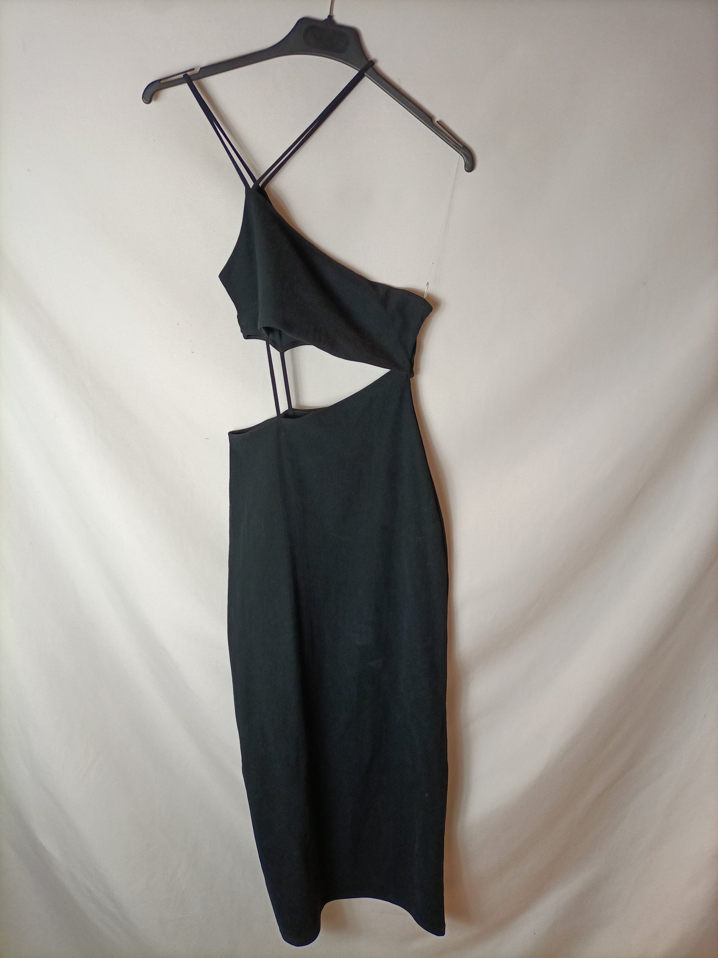ZARA. Vestido midi negro T.s