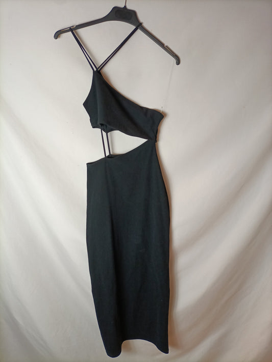 ZARA. Vestido midi negro T.s