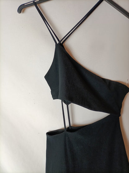 ZARA. Vestido midi negro T.s