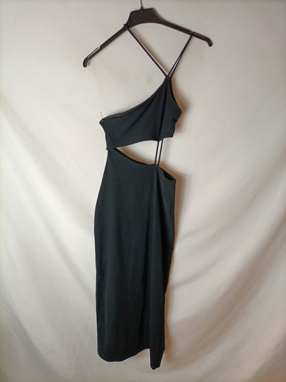 ZARA. Vestido midi negro T.s