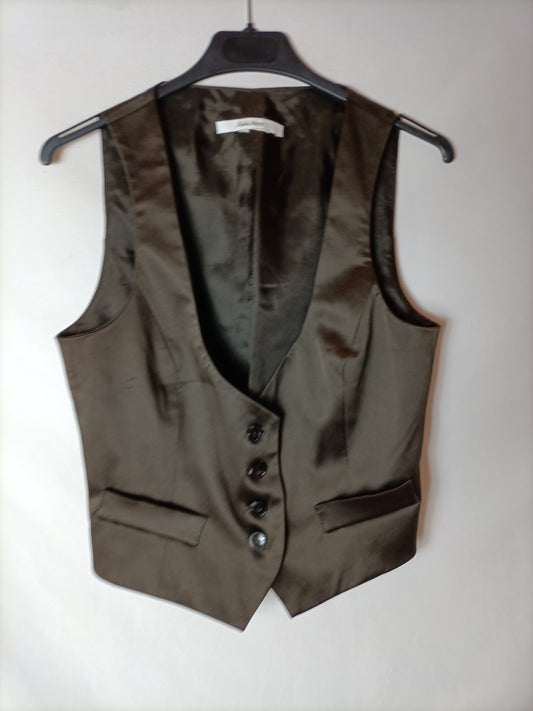 ZARA. Chaleco marrón satinado T.u(s)