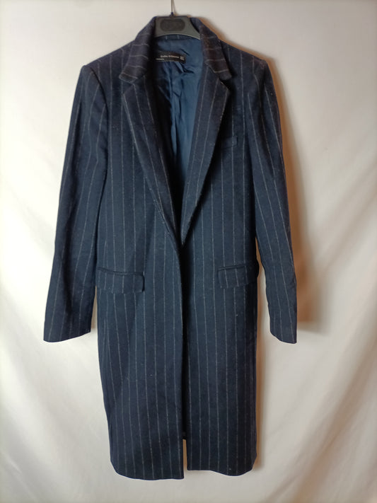 ZARA. Abrigo azul rayas T.m