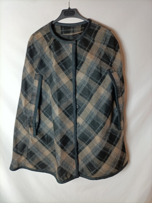 ZARA. Abrigo capa cuadro T.m