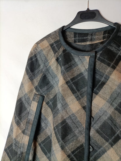 ZARA. Abrigo capa cuadro T.m